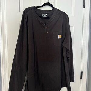Carhartt Black Long-Sleeve Henley with Pocket Patch